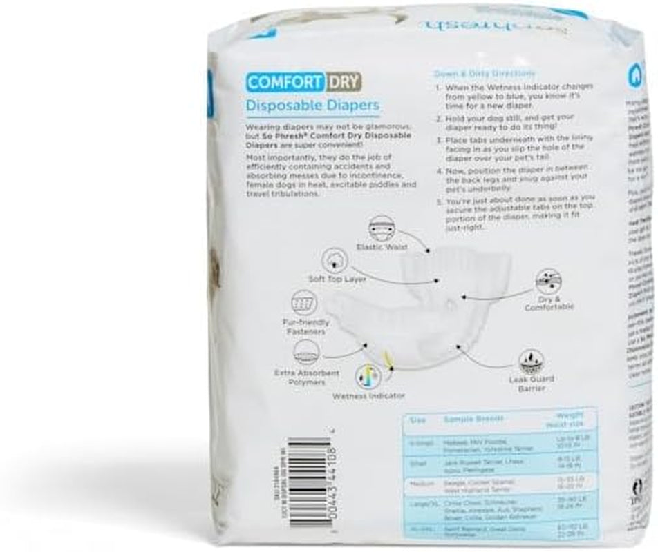 Medium Dry Comfort Disposable Pet Diapers, Count of 12